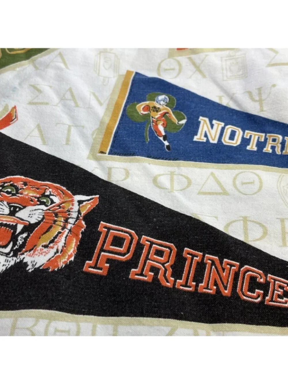 Vtg 70’s Sears Roebuck College Football Fraternity Bedspread Coverlet 58” X 80” - Picture 9 of 11